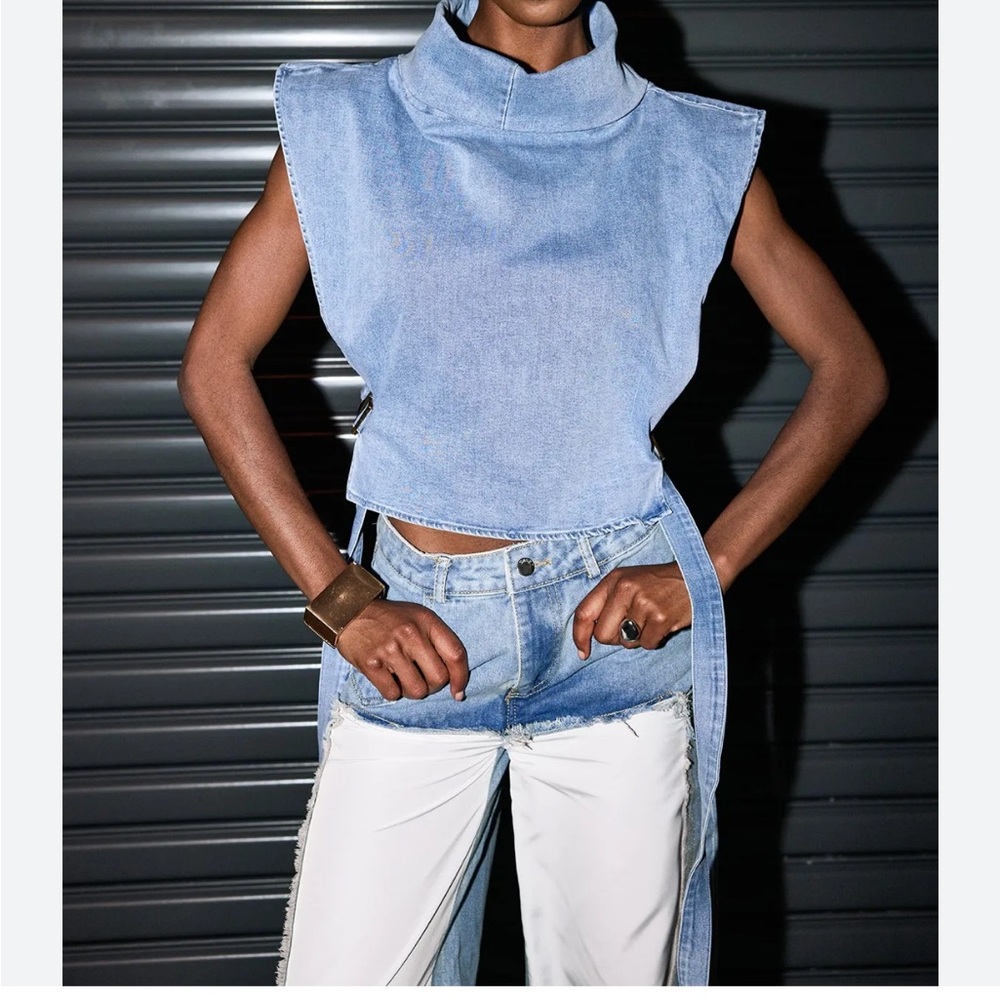 Sleeveless Denim Tank Top